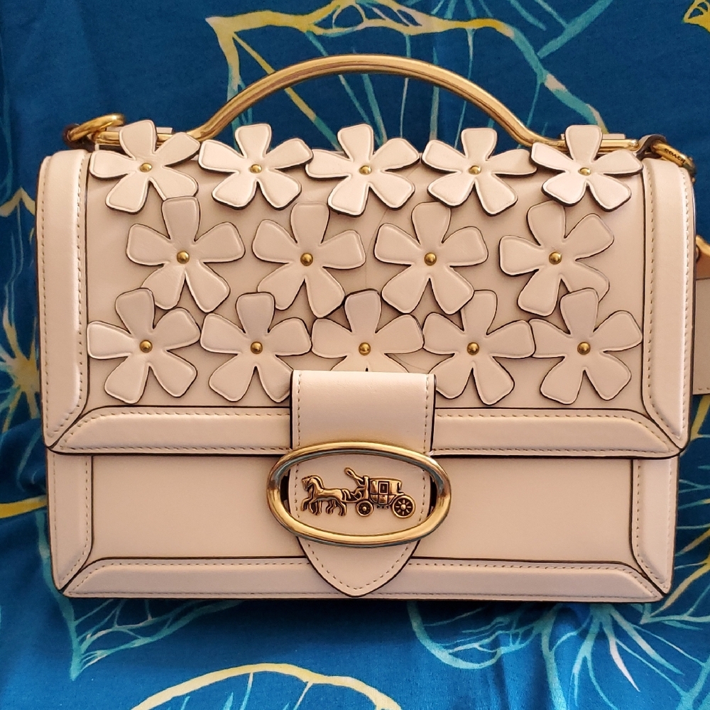Coach Riley Top Handle 22 with Floral Applique